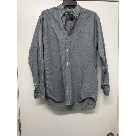 Polo Ralph Lauren Other - VTG Ralph Lauren Shirt Mens XL Blue White Blaire Check Button Red Pony 90's